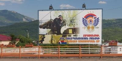 An Artsakh armed forces billboard, 2014.