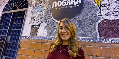 Silvia Cebolla, in front of Nogará school.