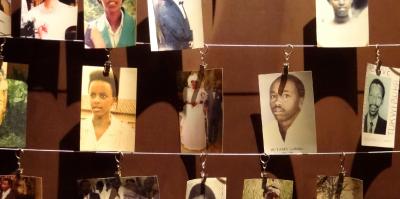 Photographs of genocide victims. Genocide Memorial, in Kigali (Rwanda).