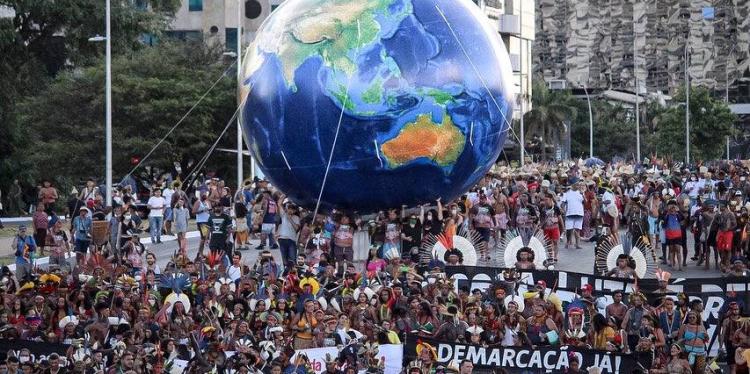 La manifestació de l'APIB aquest 6 d'abril, a Brasília.
